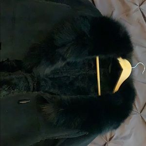 Fur collar suede jacket